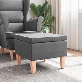ARDEBO.de - Hocker mit Holzbeinen Dunkelgrau Stoff