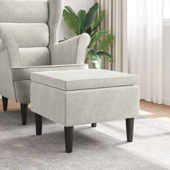 ARDEBO.de - Hocker mit Holzbeinen Cremefarbener Samt