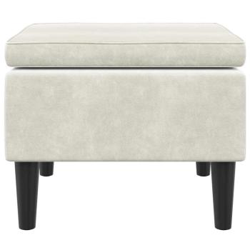 Hocker mit Holzbeinen Cremefarbener Samt