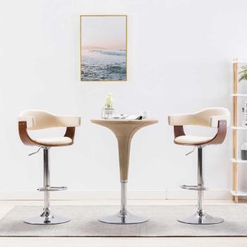 ARDEBO.de - Barhocker 2 Stk. Creme Bugholz und Kunstleder