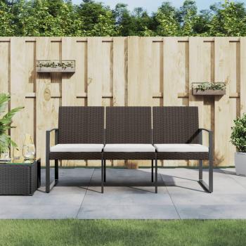 ARDEBO.de - Gartenbank 3-Sitzer mit Kissen Braun PP-Rattan