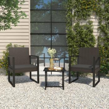 ARDEBO.de - Gartensessel mit Kissen Schwarz Poly Rattan