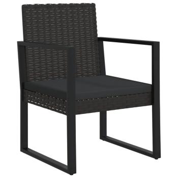 Gartensessel mit Kissen Schwarz Poly Rattan
