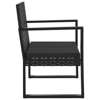 Gartensessel mit Kissen Schwarz Poly Rattan