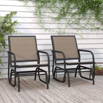 ARDEBO.de - Garten-Schaukelstühle 2 Stk. Braun 61x76x87 cm Textilene Stahl