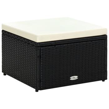 ARDEBO.de - Hocker mit Kissen Poly Rattan 53×53×30 cm Schwarz