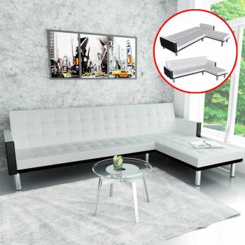 ARDEBO.de - Schlafsofa L-Form Kunstleder Weiß
