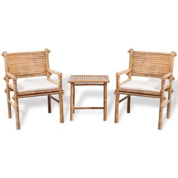 ARDEBO.de - 3-tlg. Bistro-Set mit Auflagen Bambus