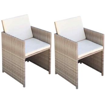 ARDEBO.de - Gartenst?hle 2 Stk. mit Polstern und Kissen Poly Rattan Beige