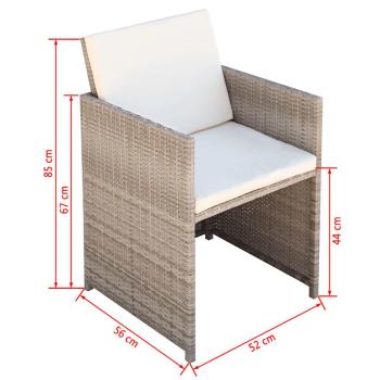 Gartenst?hle 2 Stk. mit Polstern und Kissen Poly Rattan Beige