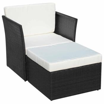 Gartensessel mit Fu?hocker Poly Rattan Schwarz