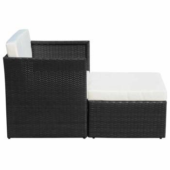 Gartensessel mit Fu?hocker Poly Rattan Schwarz