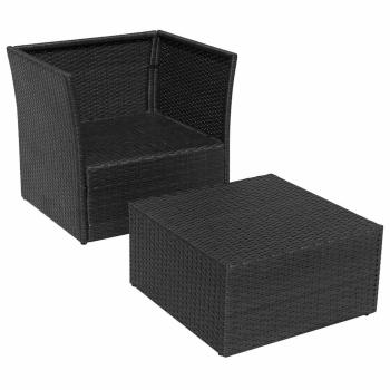 Gartensessel mit Fu?hocker Poly Rattan Schwarz