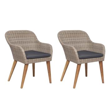 ARDEBO.de - Gartenstühle mit Polstern 2 Stk. Poly Rattan Braun