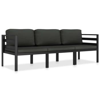 ARDEBO.de - 3-tlg. Garten-Lounge-Set mit Kissen Aluminium Anthrazit