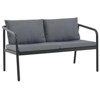 ARDEBO.de - 2-Sitzer-Gartenbank mit Auflagen Grau Aluminium