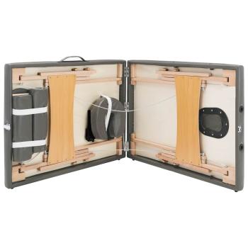 Massagetisch mit 2 Zonen Holzrahmen Anthrazit 186×68 cm