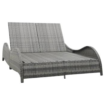 ARDEBO.de - Doppel-Sonnenliege mit Auflage Poly Rattan Anthrazit