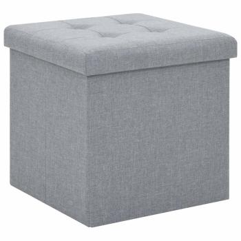 ARDEBO.de - Hocker mit Stauraum Hellgrau Leinenoptik