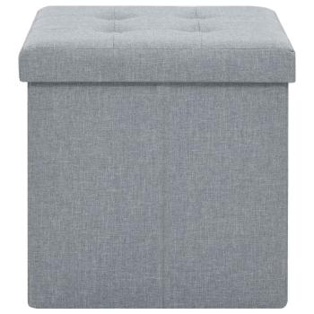 Hocker mit Stauraum Hellgrau Leinenoptik