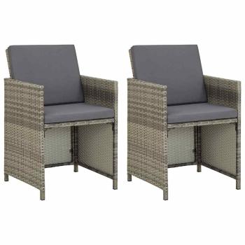 ARDEBO.de - Gartenst?hle 2 Stk. mit Auflagen Poly Rattan Grau