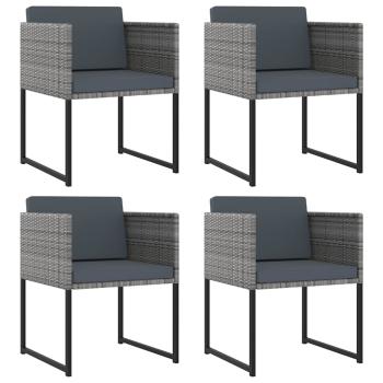 9-tlg. Garten-Essgruppe mit Kissen Poly Rattan Grau