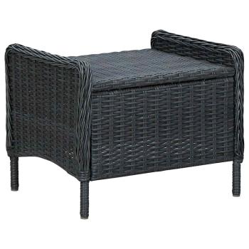 Gartensessel Verstellbar mit Fußhocker Poly-Rattan Dunkelgrau