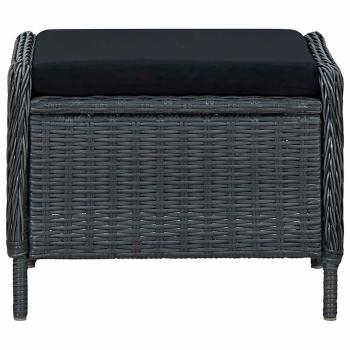 Gartensessel Verstellbar mit Fußhocker Poly-Rattan Dunkelgrau