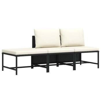 ARDEBO.de - 3-tlg. Garten-Sofagarnitur mit Auflagen Schwarz Poly Rattan