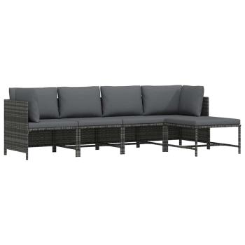 ARDEBO.de - 4-tlg. Garten-Lounge-Set mit Kissen Poly Rattan Grau