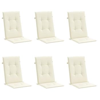 Gartenstuhlauflagen für Hochlehner 6Stk. Creme 120x50x3cm Stoff