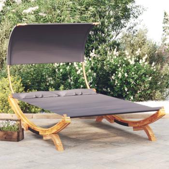 ARDEBO.de - Sonnenliege mit Dach 165x203x126 cm Bugholz Massiv Anthrazit