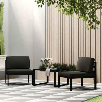 ARDEBO.de - 3-tlg. Garten-Sofagarnitur mit Kissen Aluminium Anthrazit