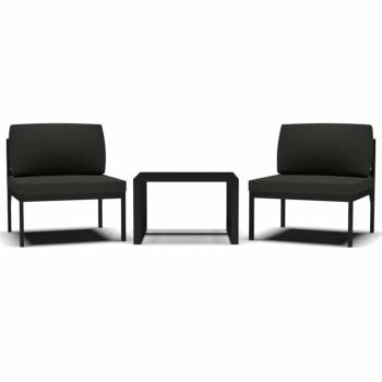 3-tlg. Garten-Sofagarnitur mit Kissen Aluminium Anthrazit