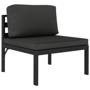 3-tlg. Garten-Sofagarnitur mit Kissen Aluminium Anthrazit