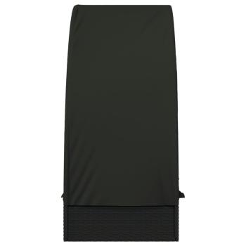 Sonnenliege mit Runddach Schwarz 211x57x140 cm Poly Rattan