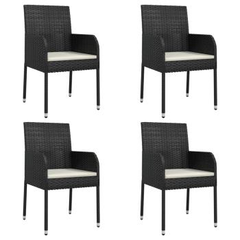 Gartenst?hle mit Kissen 4 Stk. Poly Rattan Schwarz
