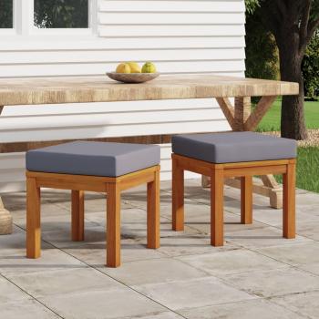 ARDEBO.de - Gartenhocker mit Kissen 2 Stk. 40x40x34 cm Massivholz Akazie
