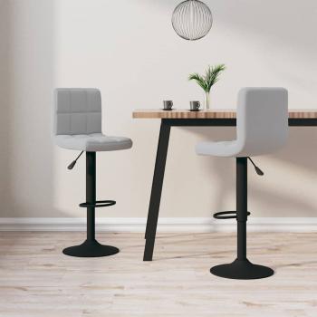 ARDEBO.de - Barhocker 2 Stk. Hellgrau Samt