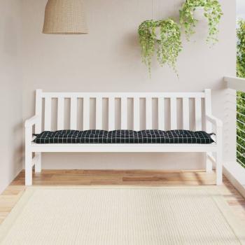 ARDEBO.de - Gartenbank-Auflage Schwarz Karomuster 180x50x7 cm Oxford-Gewebe