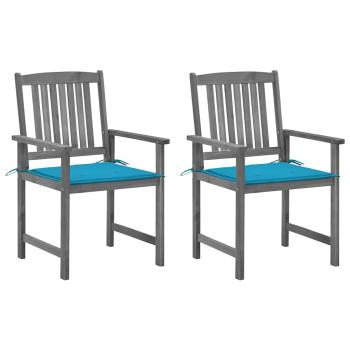 ARDEBO.de - Gartenst?hle mit Kissen 2 Stk. Grau Massivholz Akazie
