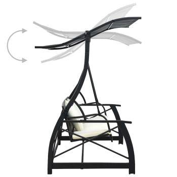 Hollywoodschaukel 3-Sitzer mit Dach Poly Rattan Schwarz