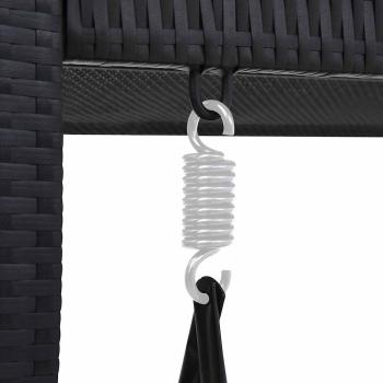 Hollywoodschaukel 3-Sitzer mit Dach Poly Rattan Schwarz