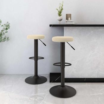 ARDEBO.de - Barhocker 2 Stk. Creme Samt