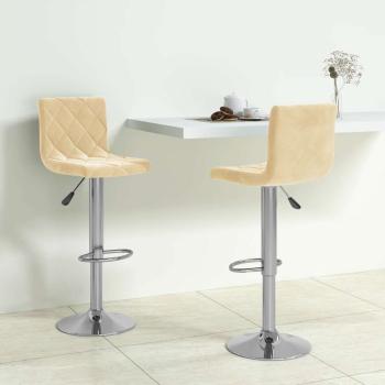 ARDEBO.de - Barhocker 2 Stk. Creme Samt
