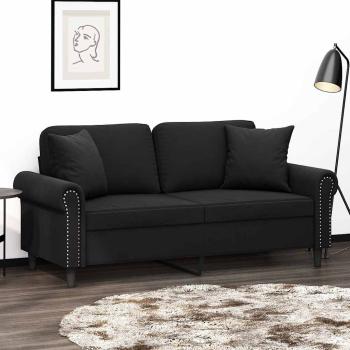ARDEBO.de - 2-Sitzer-Sofa mit Zierkissen Schwarz 140 cm Samt