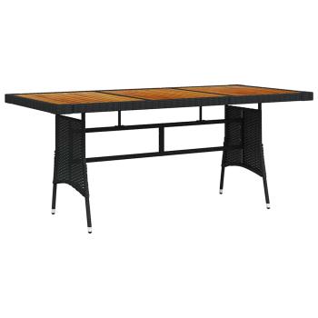 ARDEBO.de - Gartentisch Schwarz 160x70x72cm Poly Rattan & Massivholz Akazie