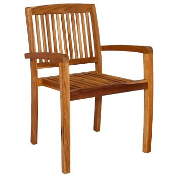 Garten-Essstühle 2 Stk. Stapelbar Teak Massivholz