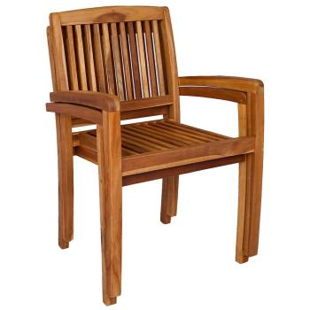 Garten-Essstühle 2 Stk. Stapelbar Teak Massivholz