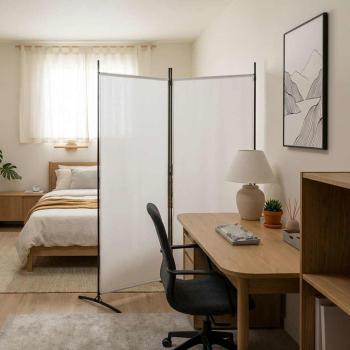ARDEBO.de - 2-tlg. Paravent Wei? 175x180 cm Stoff